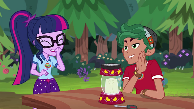 File:Twilight Sparkle laughs at Timber's joke EG4.png