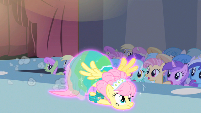 File:Fluttershy magically dragged S1E20.png