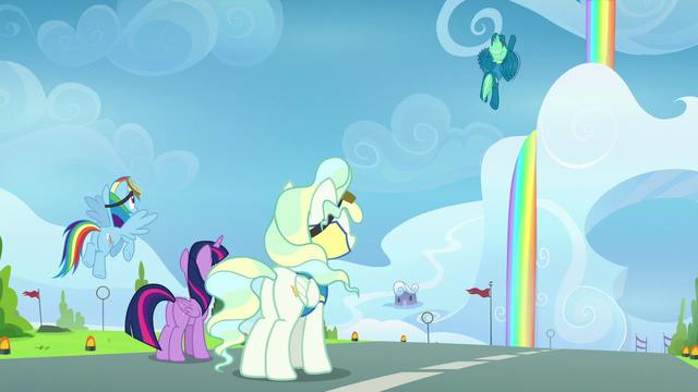 File:Twilight, Rainbow, and Vapor watching Sky in the air S6E24.png