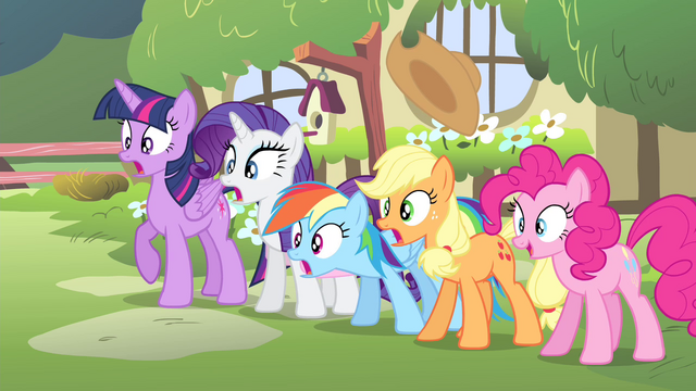 File:Fluttershy's friends shocked S4E14.png