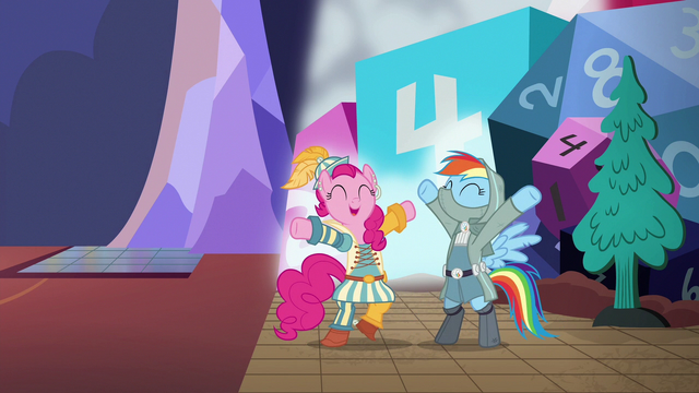 File:Rainbow and Pinkie Pie cheer "guys' night!" S6E17.png