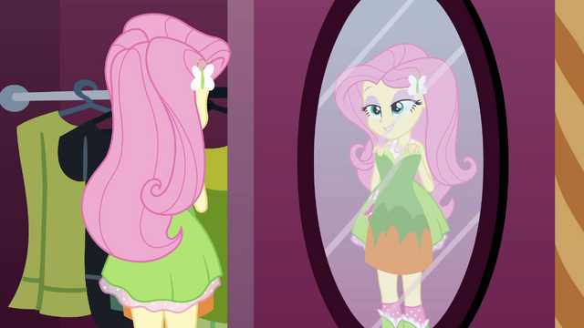 File:Fluttershy looking in the mirror EG.png