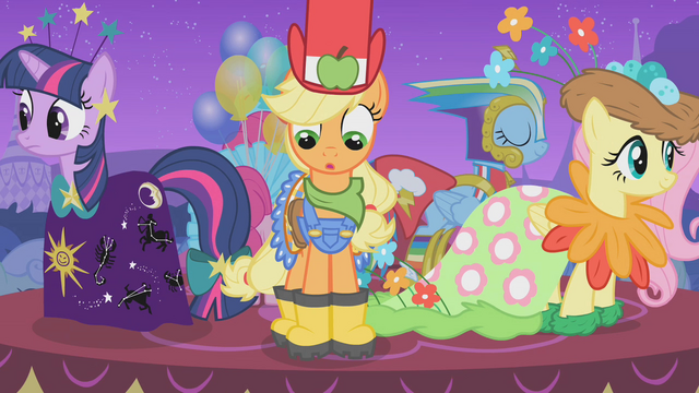 File:Applejack looks down at her galoshes S1E14.png
