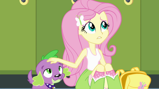 File:Fluttershy petting Spike's head EG.png