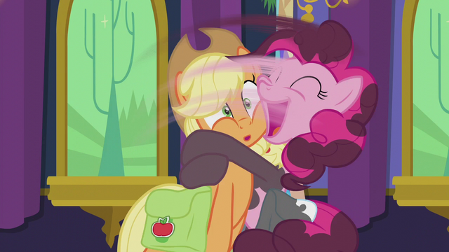File:Pinkie swoops Applejack into a hug S5E20.png