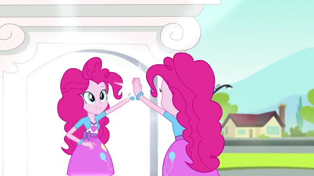 File:Pinkie Pie and Pinkie Pie high-five EG3b.png