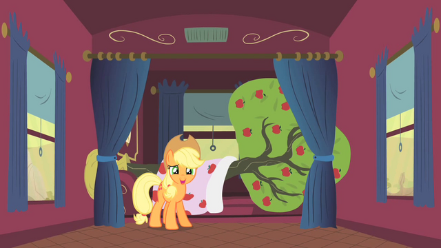 File:Applejack and Bloomberg S1E21.png