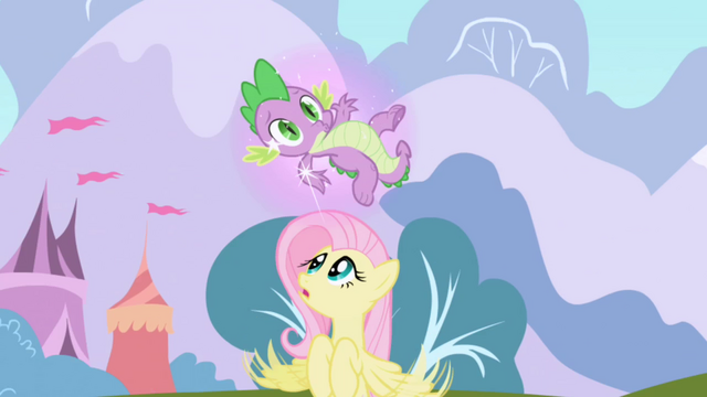 File:Spike caught in Twilight's magic aura S1E01.png