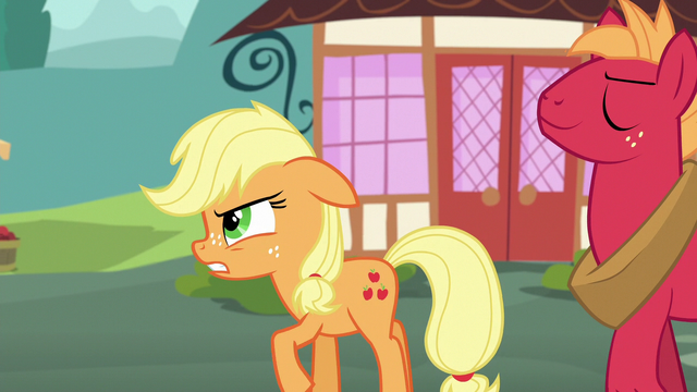 File:Applejack getting frustrated with Big Mac's talkativeness S6E23.png
