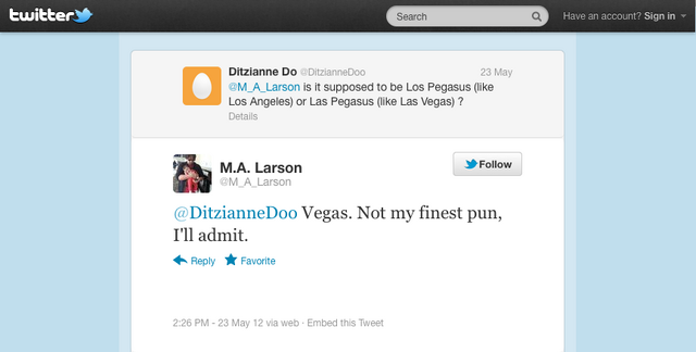 File:M.A. Larson discussing Las Pegasus on Twitter 2012-05-23.png