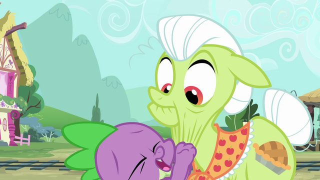 File:Spike hangs by Granny Smith's cheeks S03E11.png