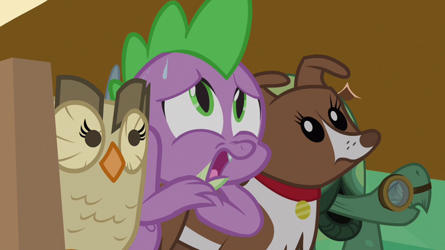 File:Spike & pets hear Applejack S3E11.png