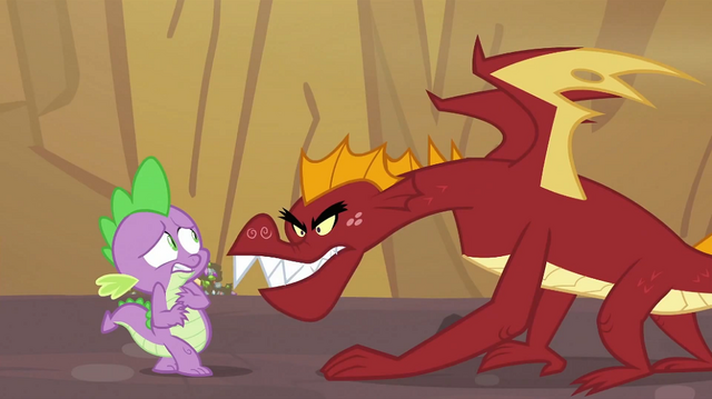 File:Scared Spike looking at Garble S2E21.png