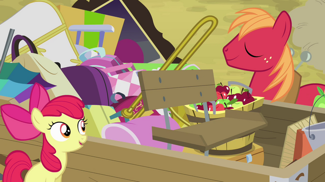 File:Apple Bloom and Big Mac by the wagon S4E09.png