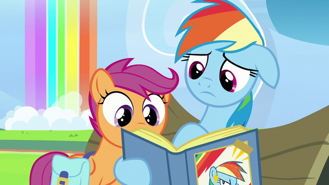 File:Rainbow Dash showing a picture to Scootaloo S7E7.png