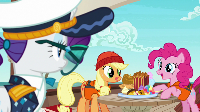 File:Pinkie Pie offering snacks to Rarity S6E22.png