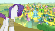 Rarity looking out over 'Rarified' Ponyville S4E23.png