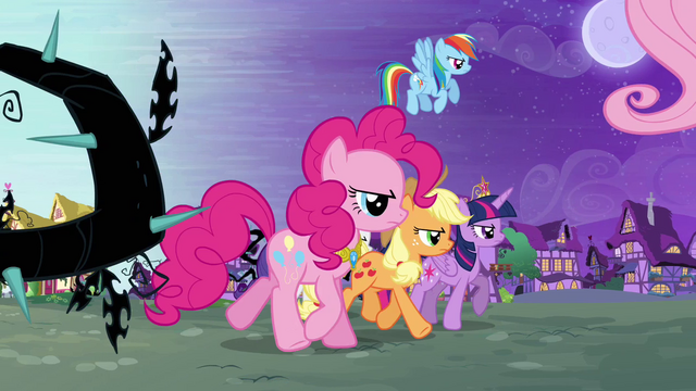 File:The Mane Six march into Ponyville S4E01.png