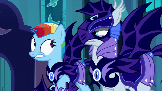 File:Rainbow Dash and another guard look at each other S5E26.png