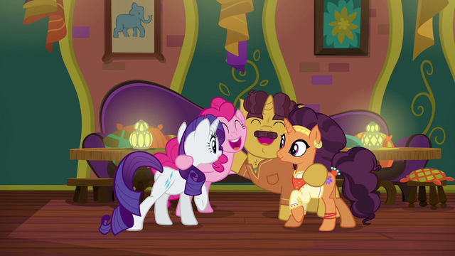 File:Rarity, Pinkie, Coriander, and Saffron group hug S6E12.png