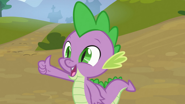 File:Spike gives Applejack a thumbs-up S03E09.png