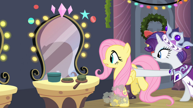 File:Rarity pushing Fluttershy S2E11.png