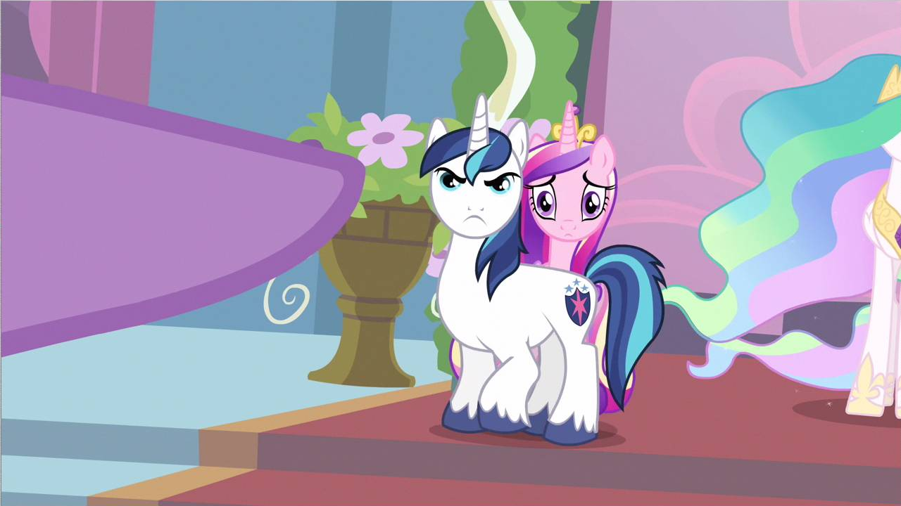 Image - Shining Armor protecting Princess Cadance S2E25.png | My Little
