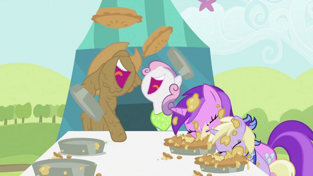 File:Rarity and Sweetie Belle about to swallow pies S2E05.png