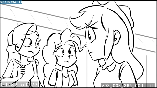 File:EG3 animatic - Rarity, Pinkie, and AJ looking concerned.png