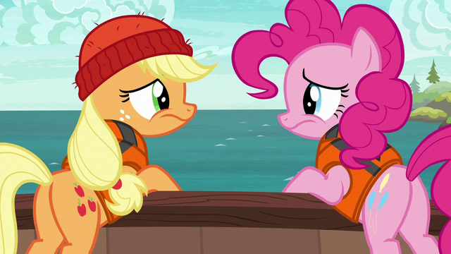 File:Pinkie and AJ looking at each other disappointed S6E22.png