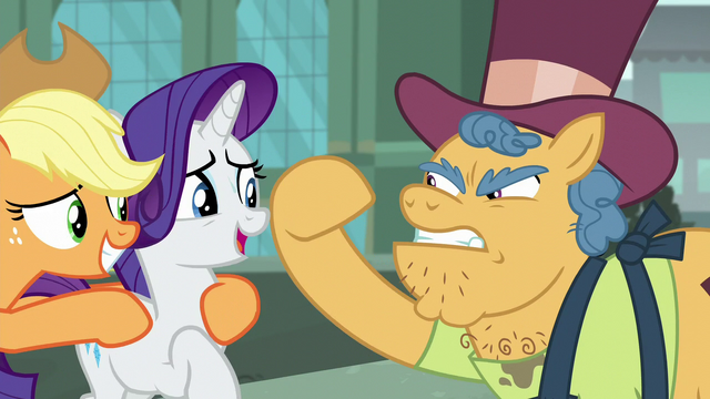 File:Applejack pulling Rarity away S5E16.png