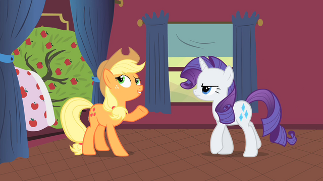 File:Applejack talking to Rarity about Bloomberg S01E21.png