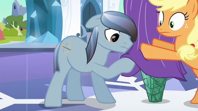 File:Applejack stops the stallion from peeking S3E2.png