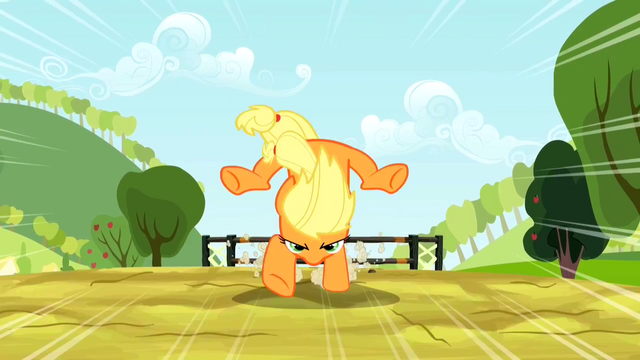 File:Applejack jumping over hurdle S2E14.png