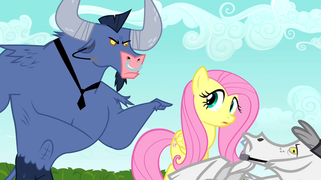 File:Iron Will scolding Fluttershy about her apologetic ways S02E19.png