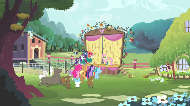 File:The Ponytones at Fluttershy's cottage S4E14.png
