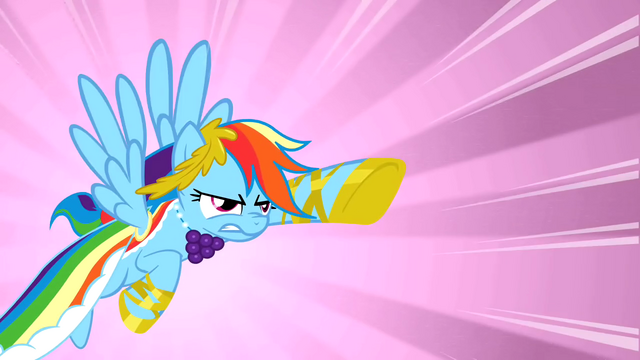 File:Rainbow Dash charging towards the falling pie S1E26.png