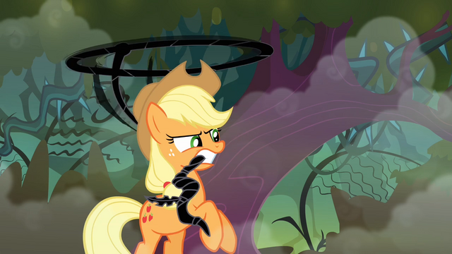 File:Applejack using the black vine as a lasso S4E02.png