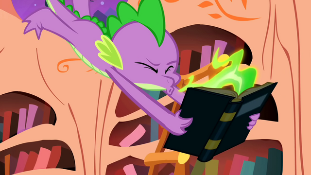 File:Spike sneezes fire on the book S1E24.png
