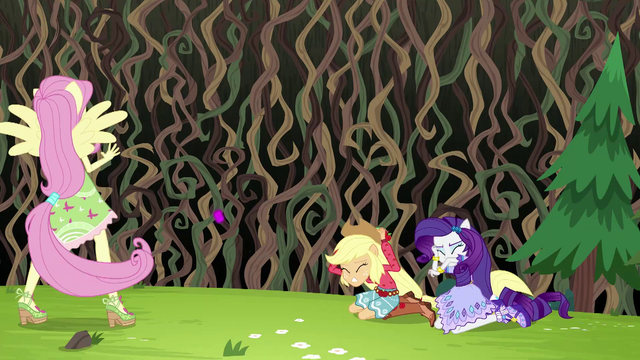 File:Applejack and Rarity duck under flying sprinkle jar EG4.png