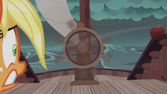 File:Applejack looks at spinning steering wheel S6E22.png