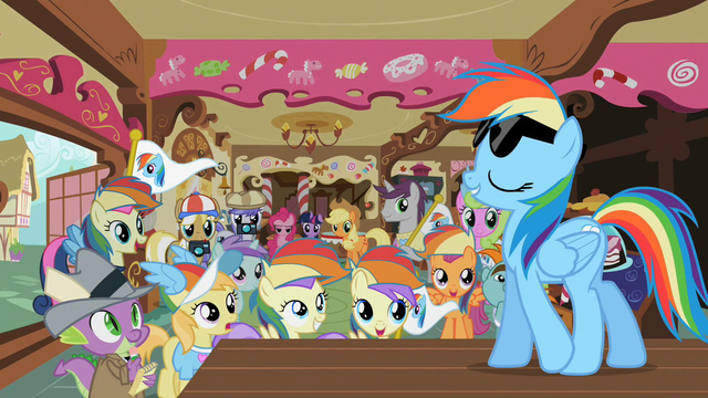 File:Rainbow Dash Appearing Before Fans S2E08.png