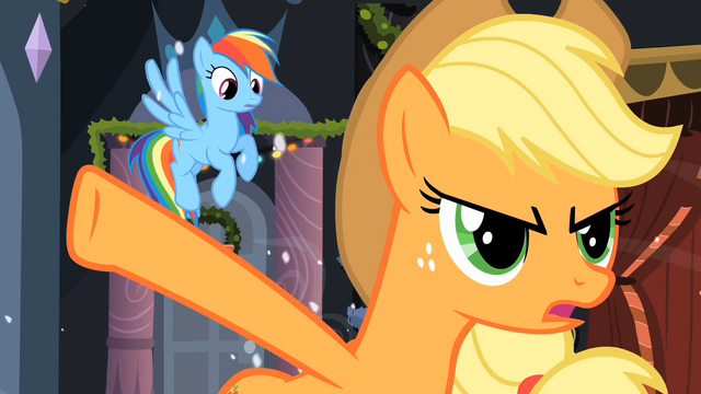 File:Applejack "Rainbow Dash should've flown up there and shut it" S2E11.png