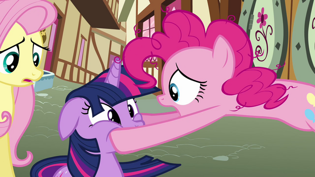 File:Pinkie Pie holding Twilight's face S3E07.png