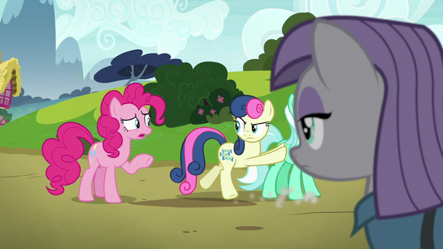 File:Sweetie Drops pushing Lyra off-screen S7E4.png