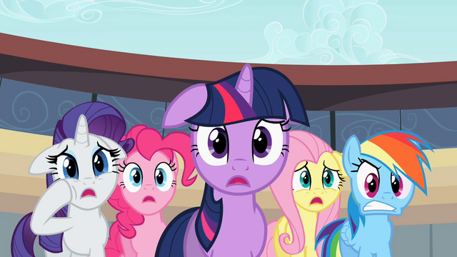 File:Rarity, Pinkie, Twilight, Fluttershy, Rainbow - you kidding?.S02E14.png