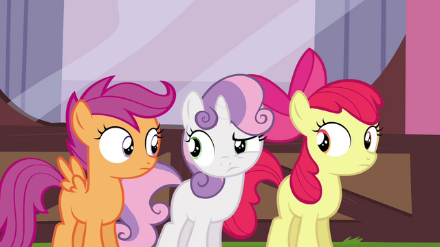 File:Cutie Mark Crusaders looking confused S4E15.png