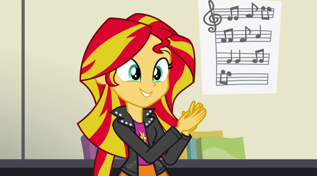 File:Sunset Shimmer claps to the beat EG2.png