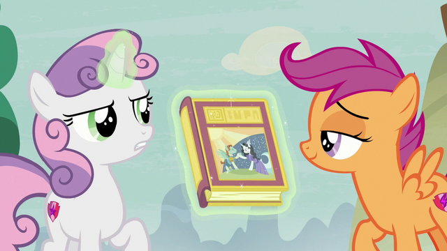 File:Scootaloo raises a teasing brow at Sweetie Belle S7E8.png