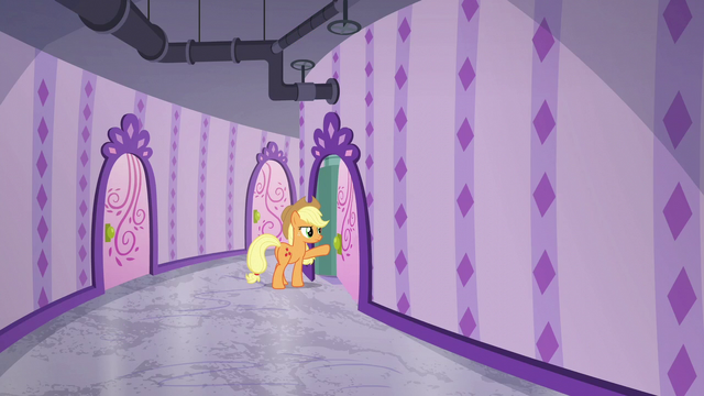 File:Applejack opening a spa door S6E10.png